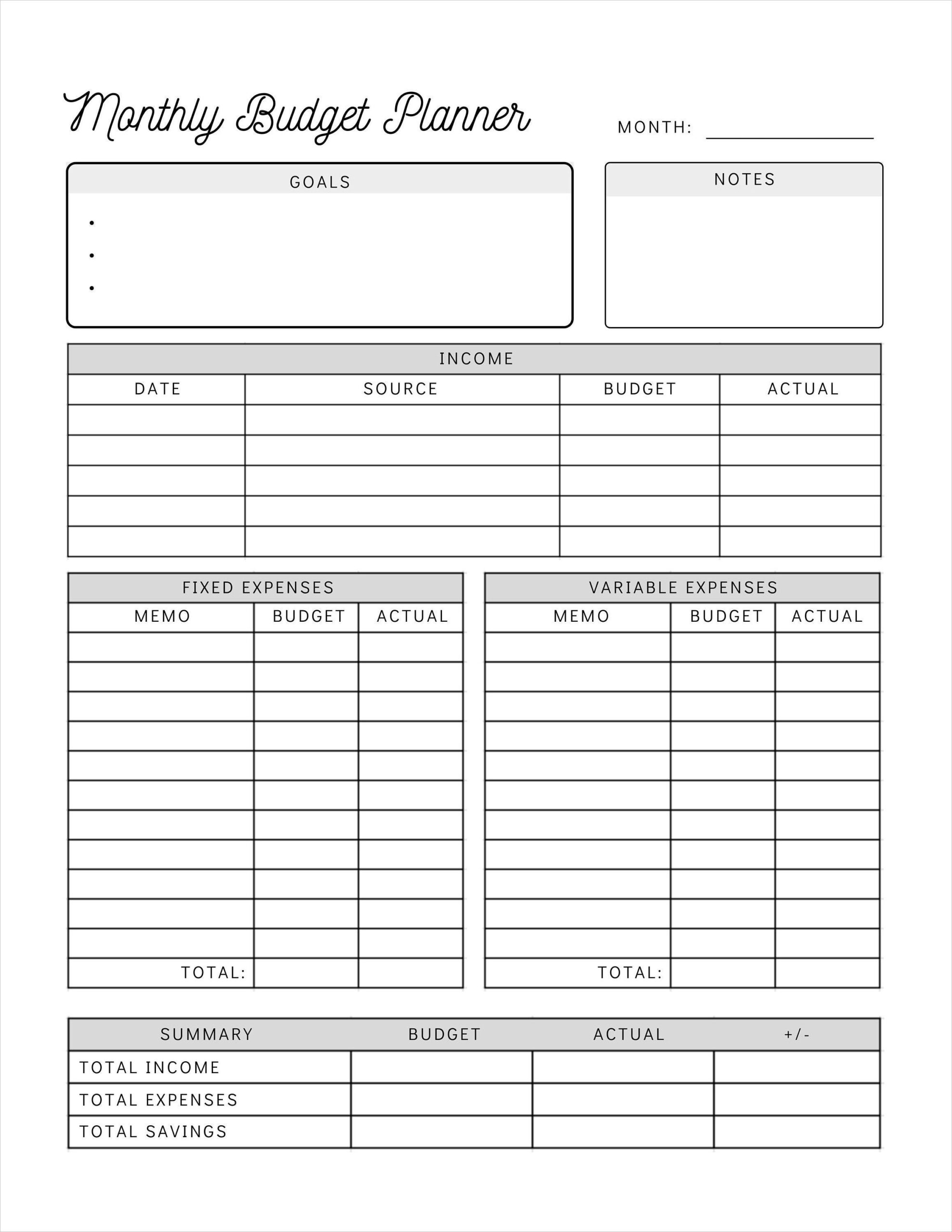 Sample Monthly Budget Planner Template Sample Monthly Budget Planner Template