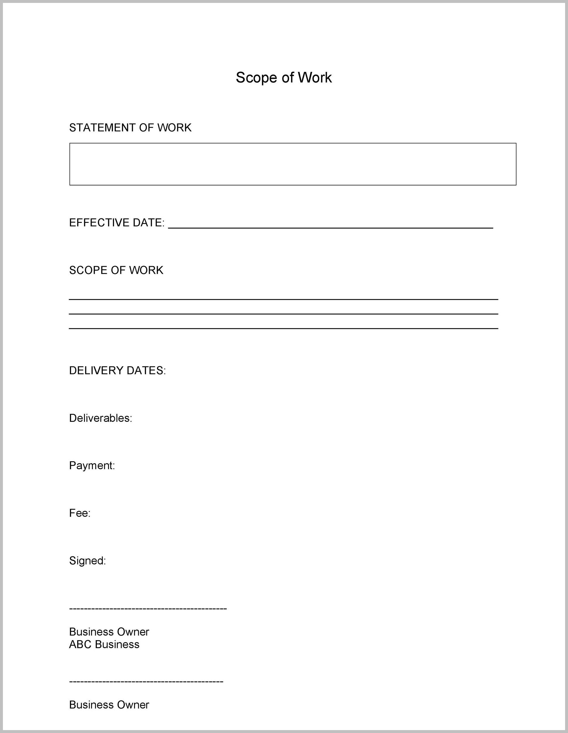 Sample Scope of Work Template Sample Scope of Work Template
