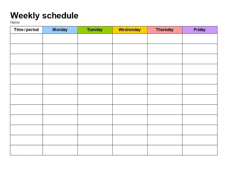 Sample of College Schedule Template