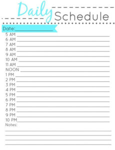 Printable Daily Work Schedule Template
