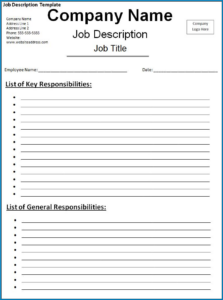 Job Employ Example Employee Job Description Template (Word)