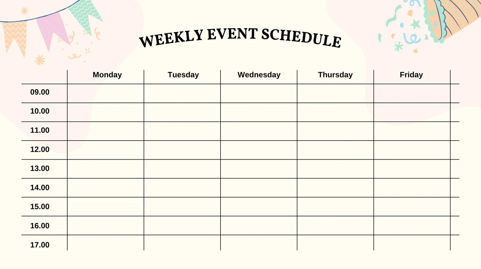 Sample of Event Schedule Template
