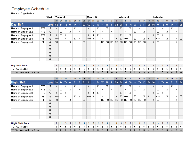 Sample of Nursing Schedule Template