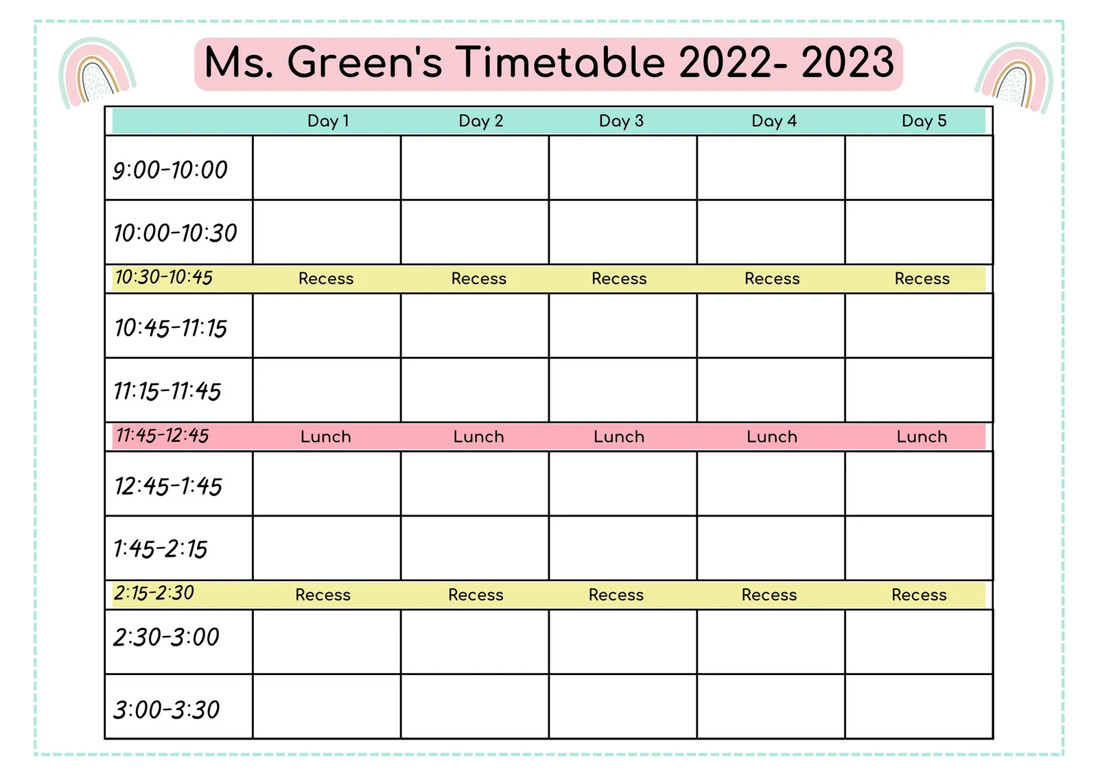 Sample of Schedule Template For Teachers Sample of Schedule Template For Teachers