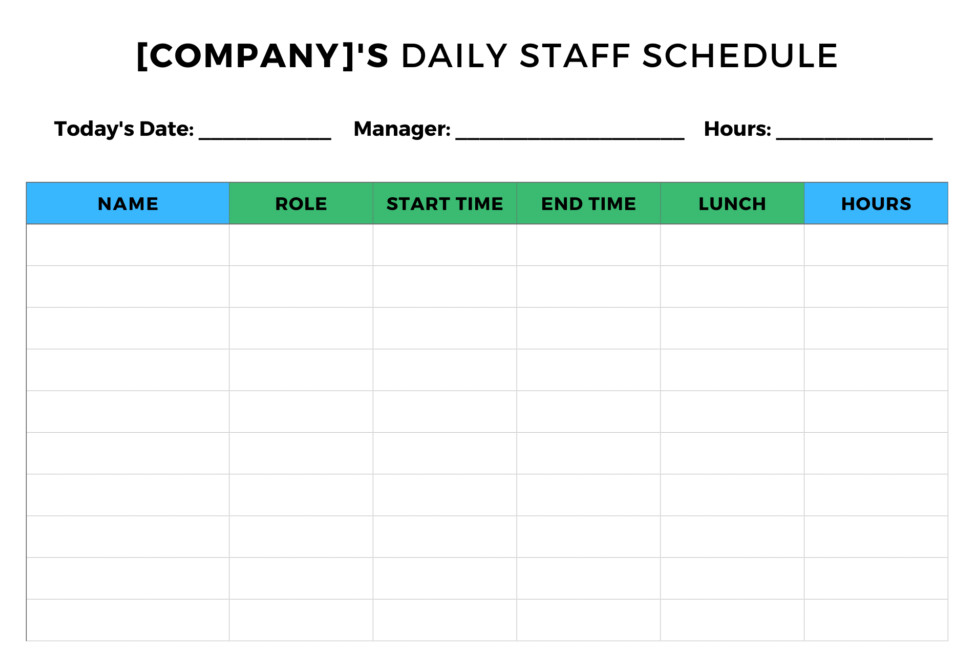 Sample of Staff Schedule Template Sample of Staff Schedule Template