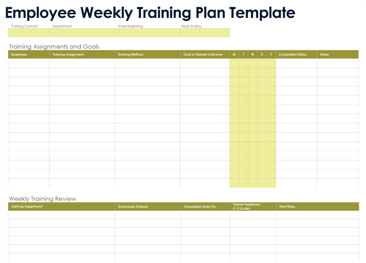 Sample of Staff Training Schedule Template