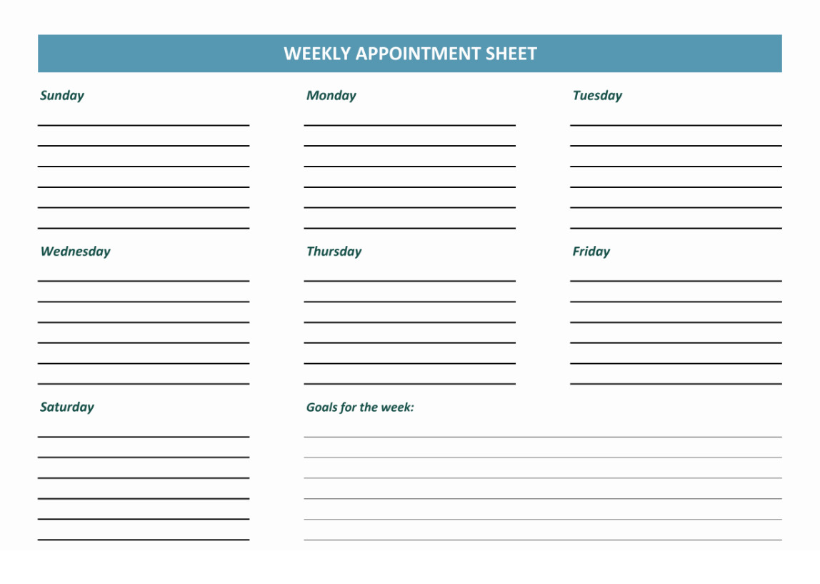 Sample of Weekly Appointment Sheet Template