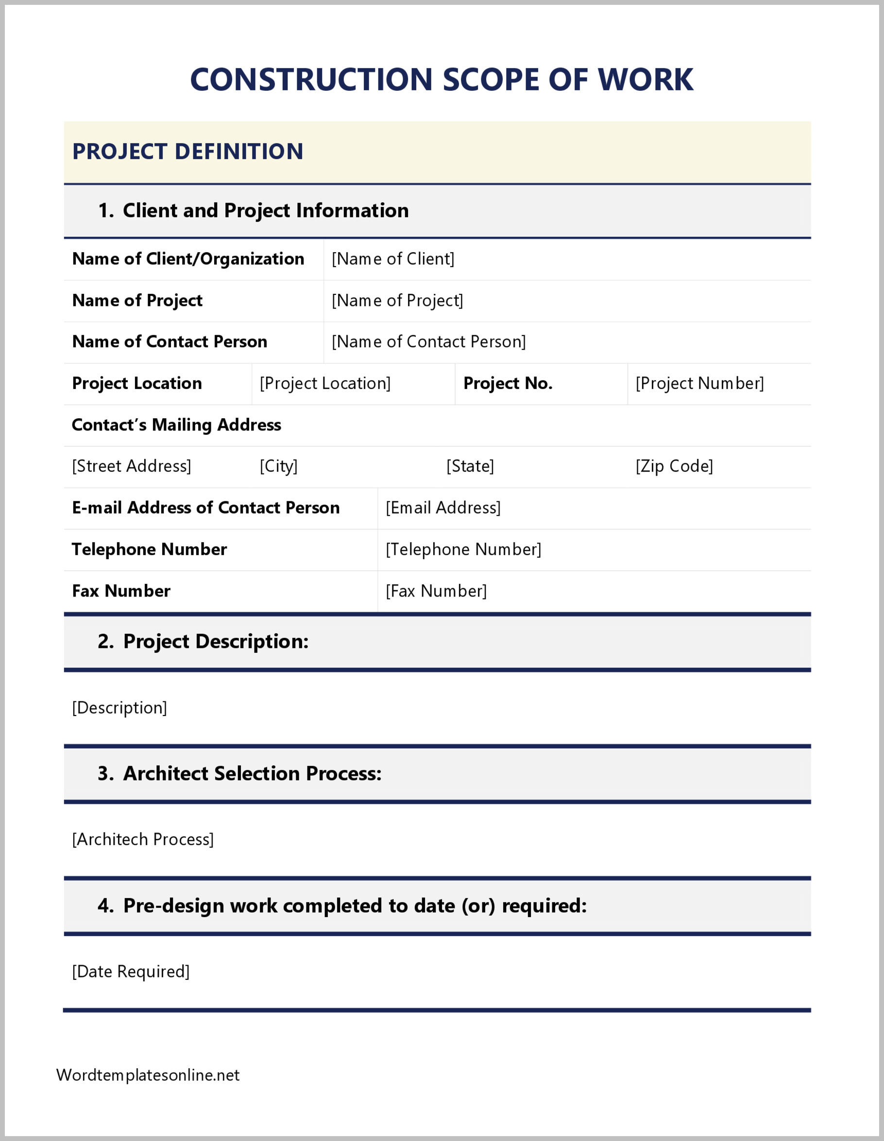 Scope of Work Template Sample Scope of Work Template Sample