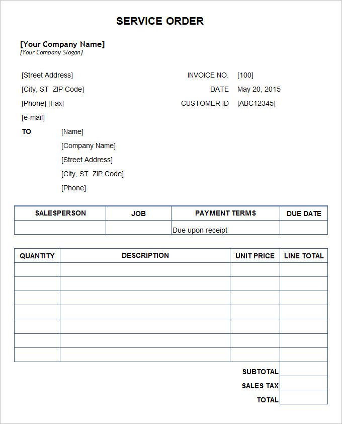 Service Order Template