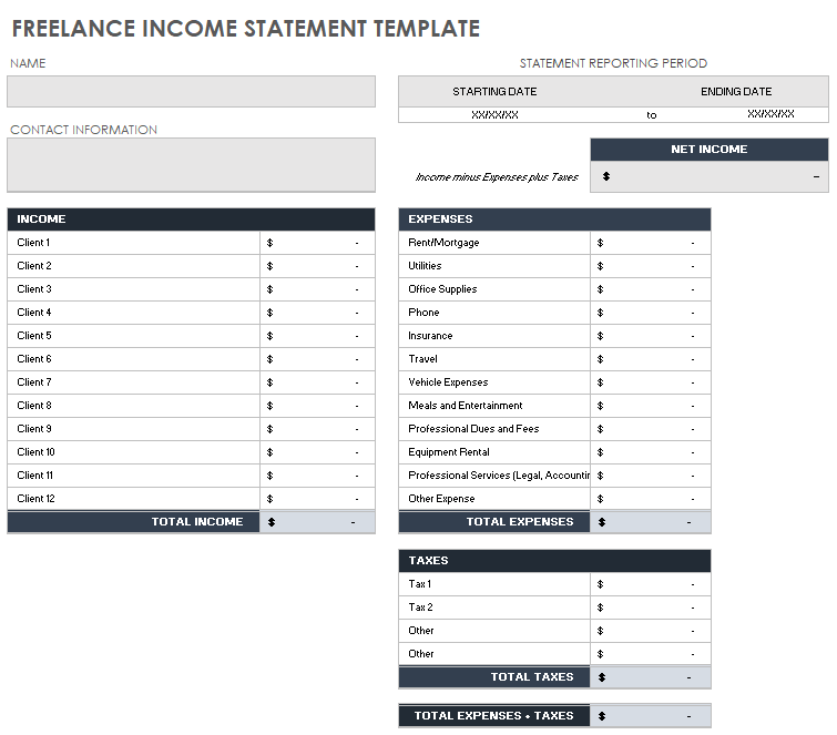 Simple Income Statement Template