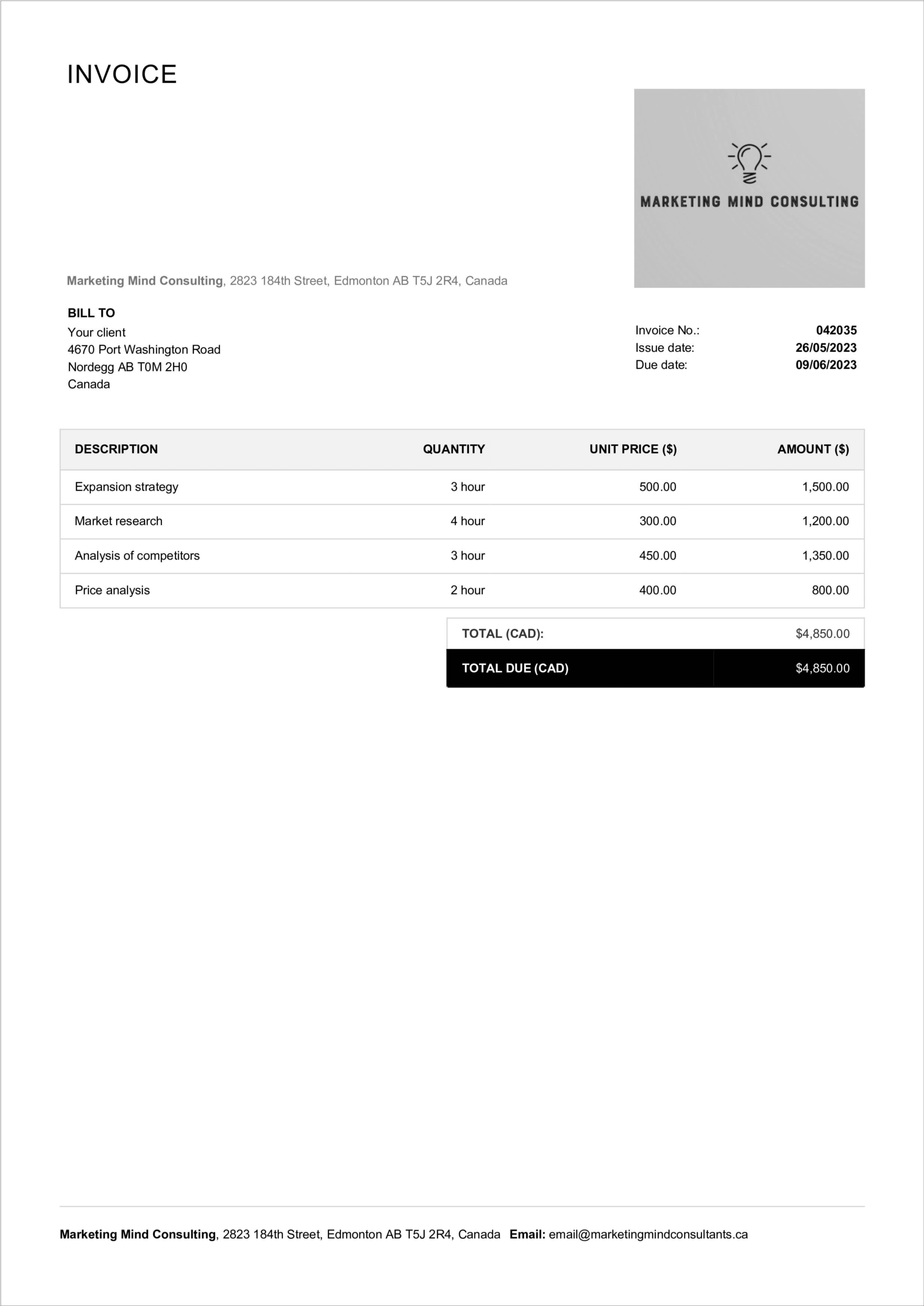 Standard Invoice Template