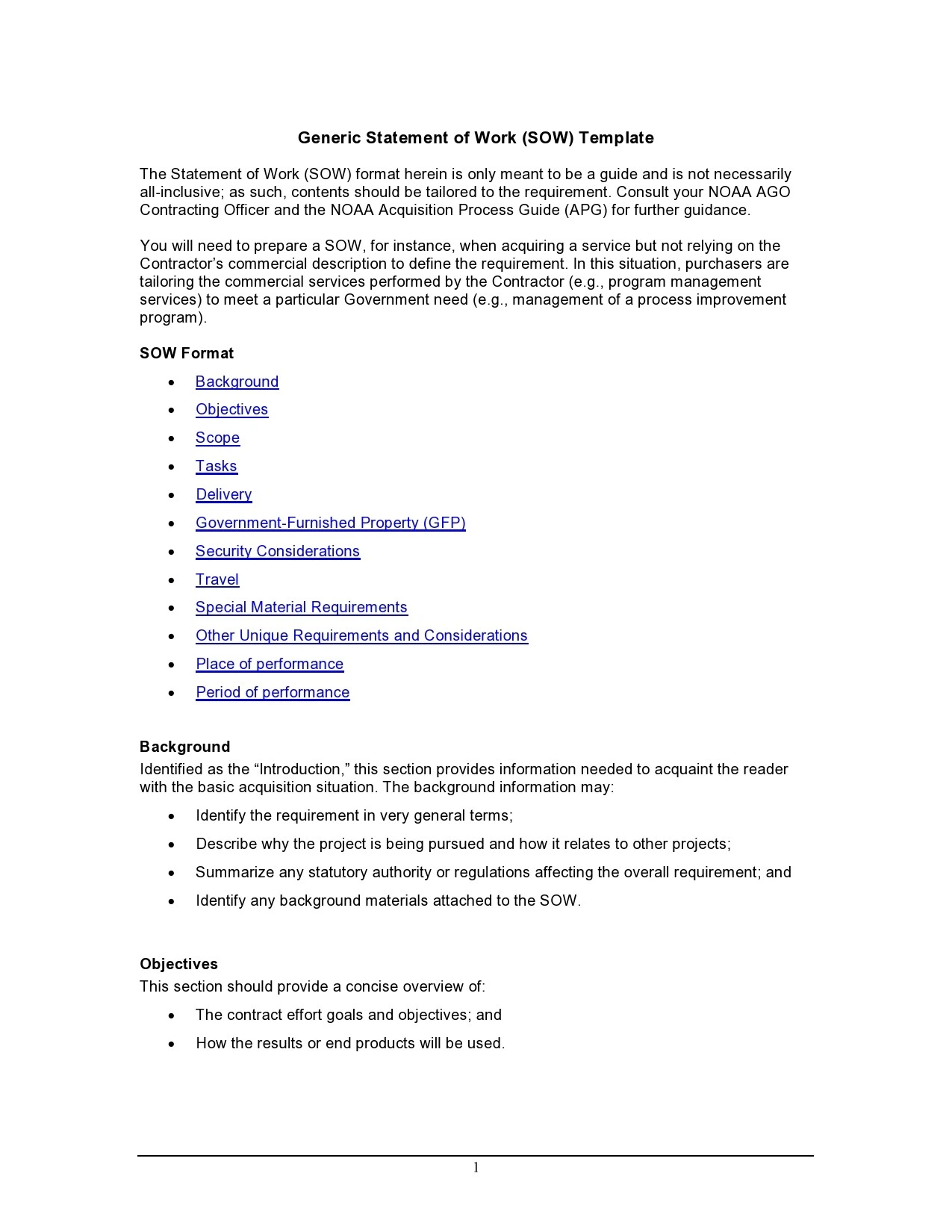 Statement of Work Template Statement of Work Template