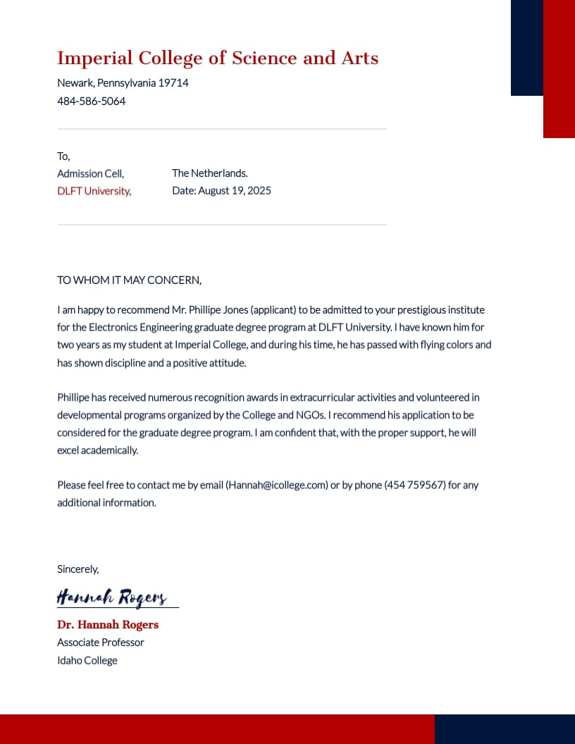 Student Reference Letter Template Example Student Reference Letter Template Example