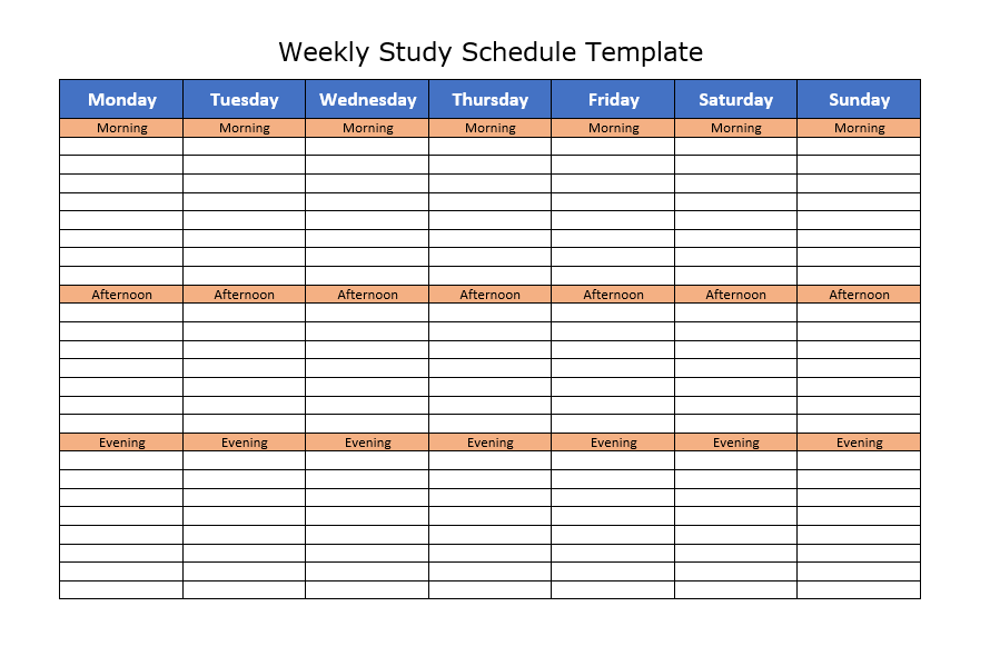 Study Schedule Template Example