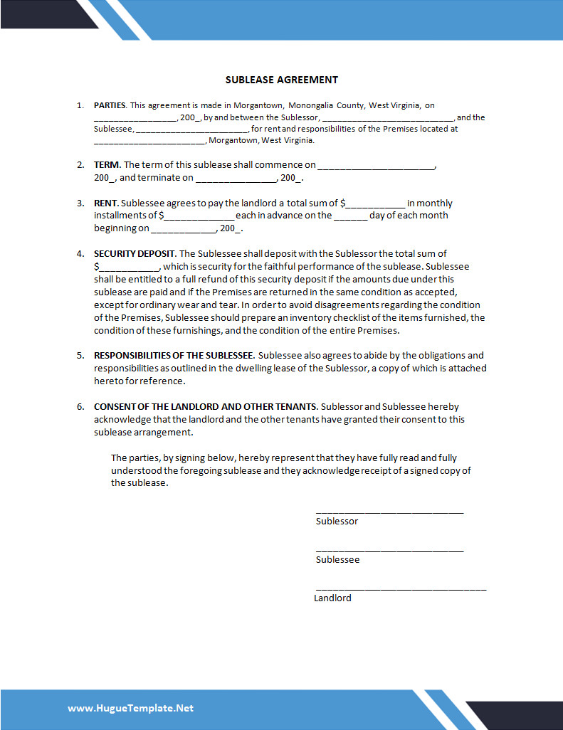 Sublease Agreement Template Sublease Agreement Template