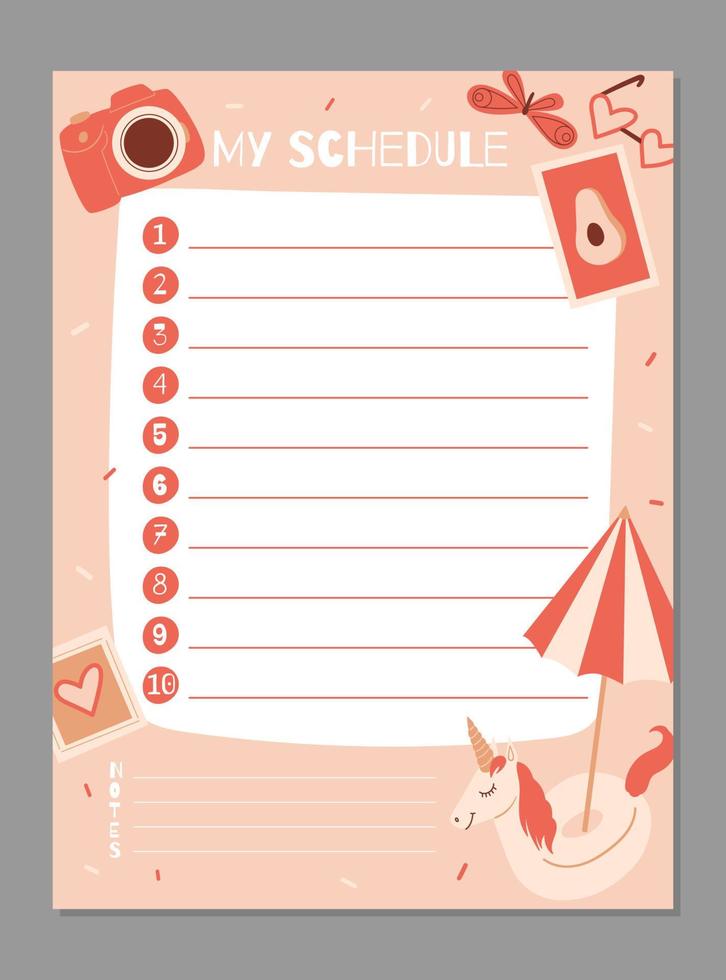 Summer Daily Schedule Template