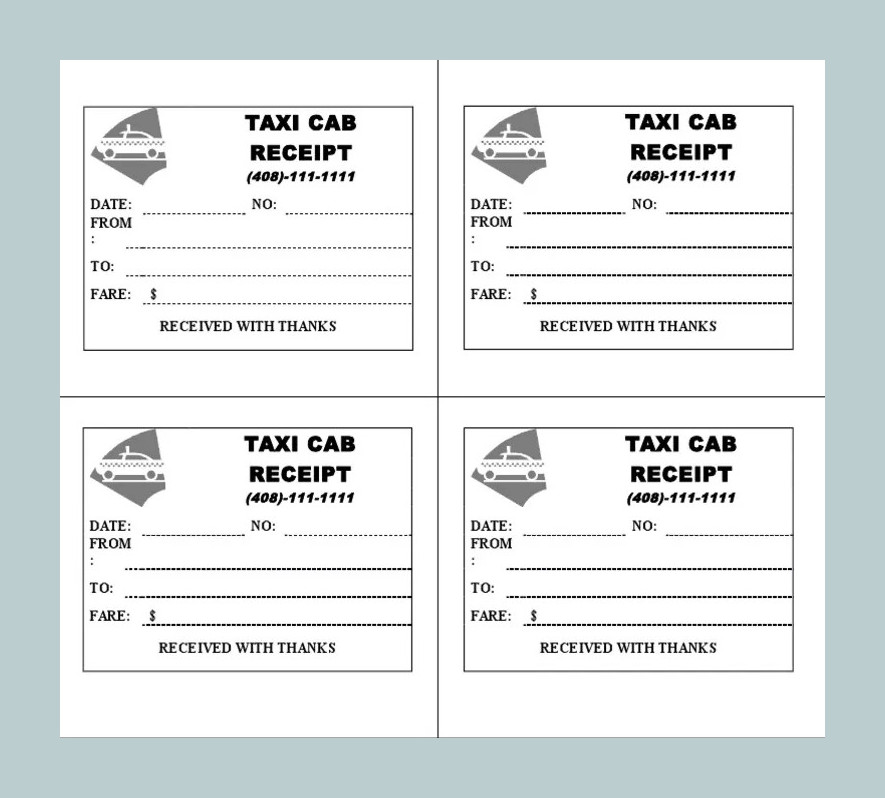 Taxi Receipt Template Example Taxi Receipt Template Example