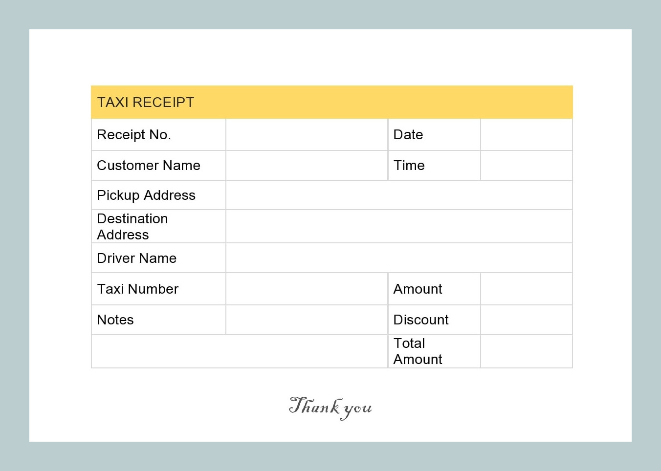 Taxi Receipt Template Sample Taxi Receipt Template Sample