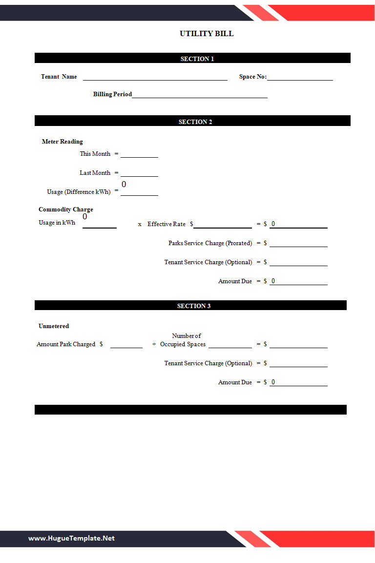 Simple Utility Bill Template