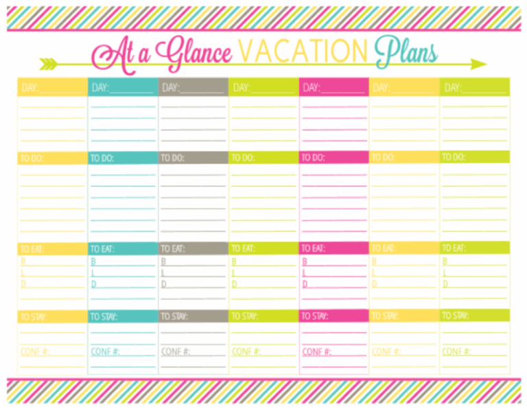 Customizable Vacation Schedule Template
