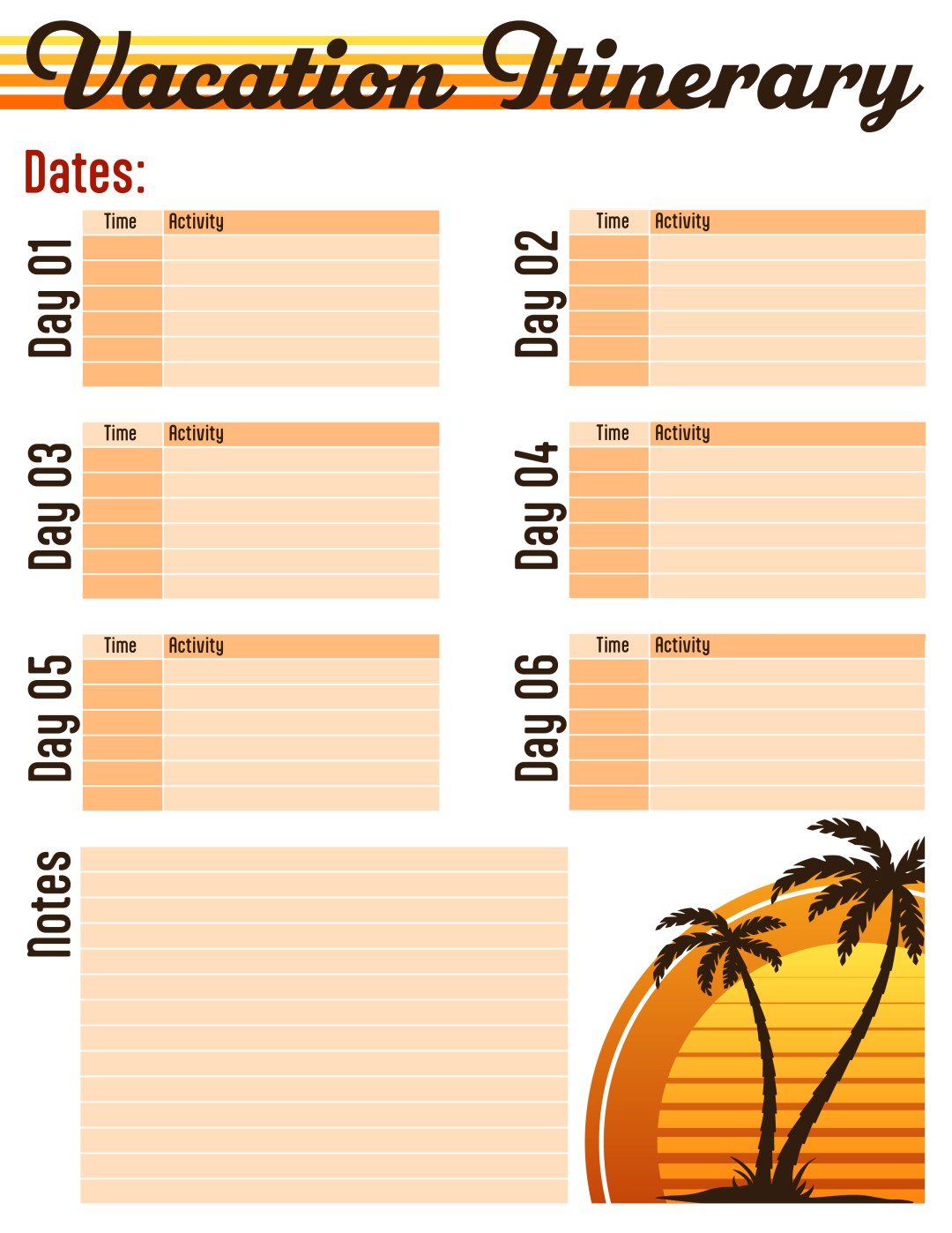 Vacation Schedule Template