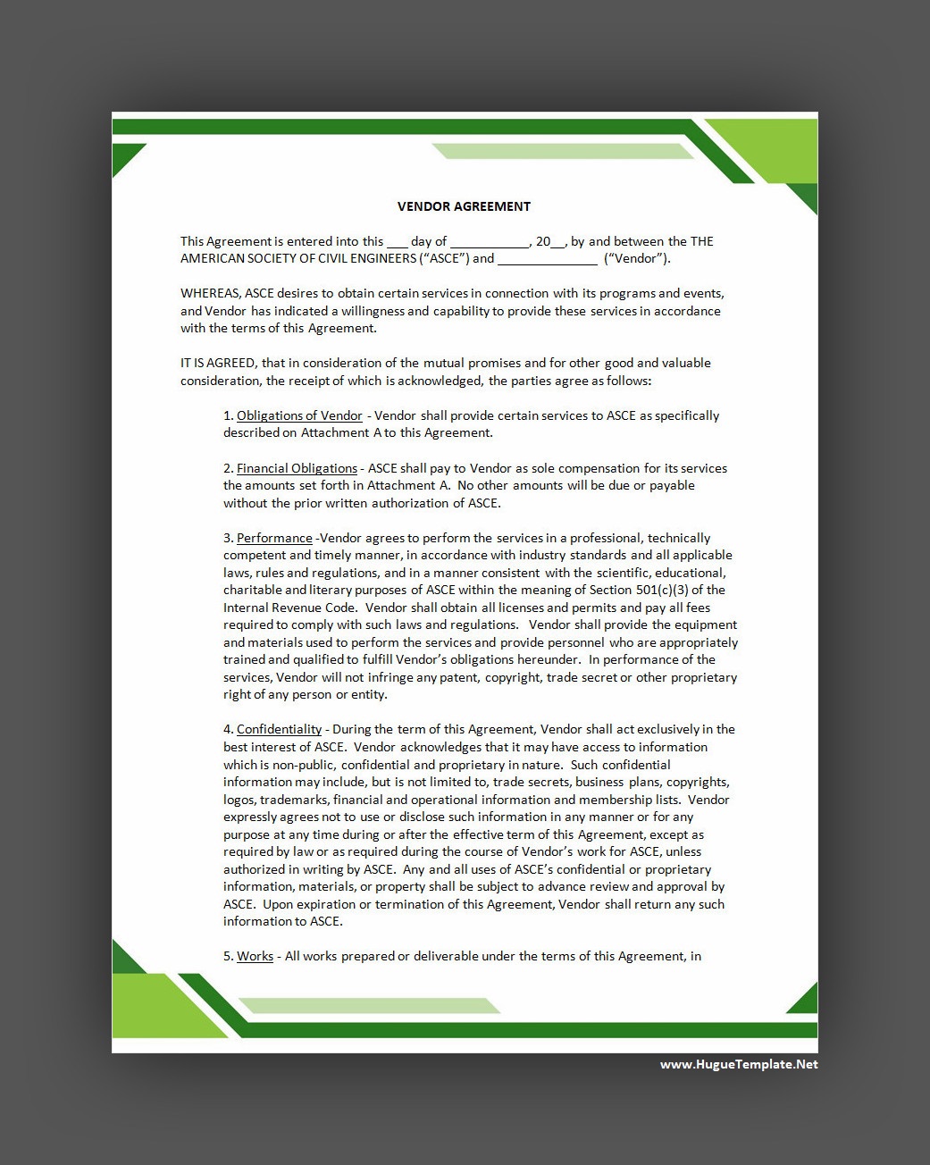 Vendor Agreement Template Vendor Agreement Template