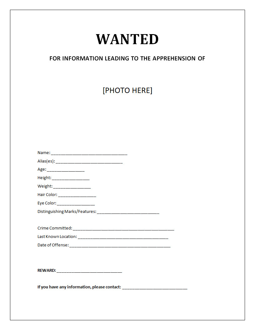 Wanted Poster Template