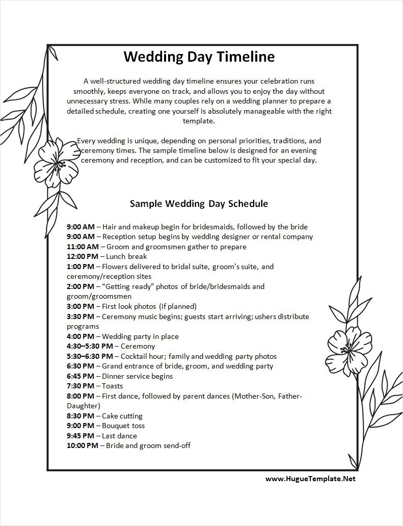 Wedding Day Timeline Template