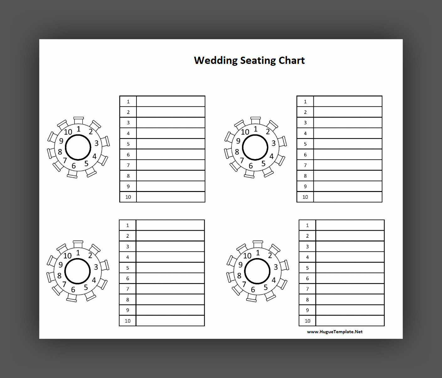Simple Wedding Seating Chart Template
