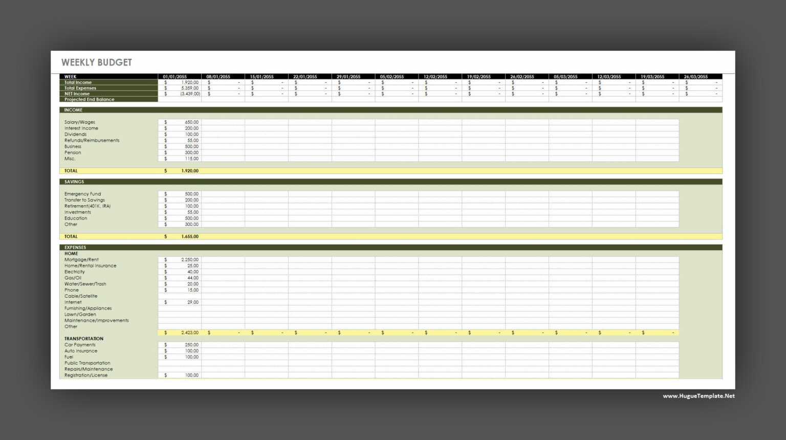 Free Weekly Budget Template (Excel)