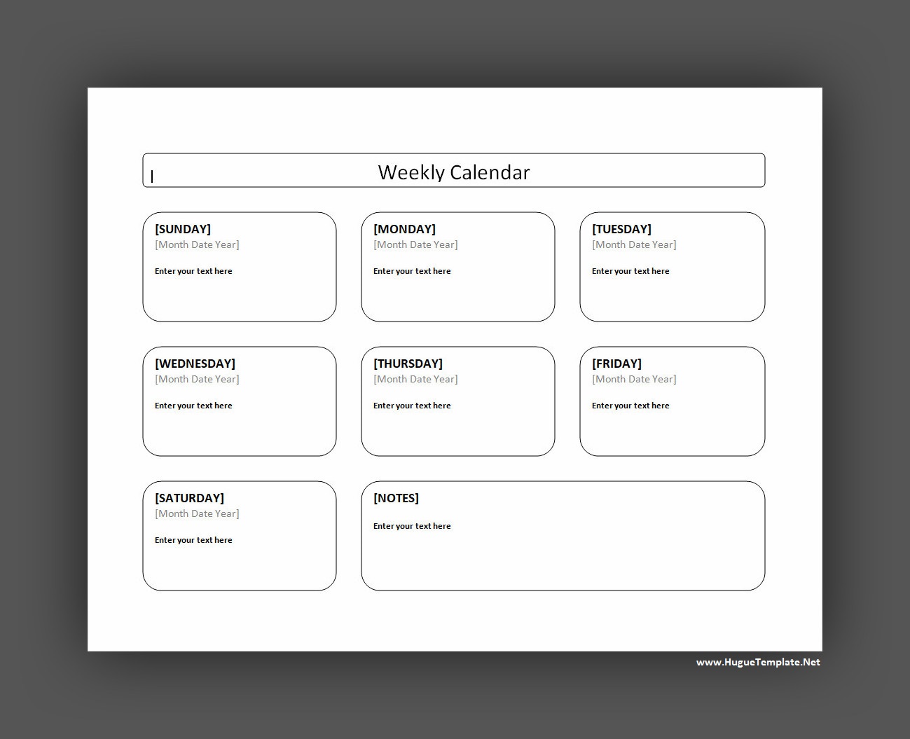 Weekly Calendar Template Simple Weekly Calendar Template