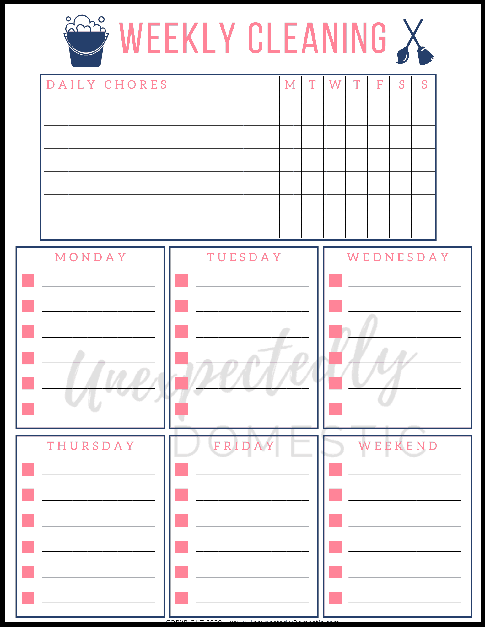 Weekly Cleaning Schedule Template