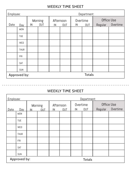 Weekly Employee Timesheet Template