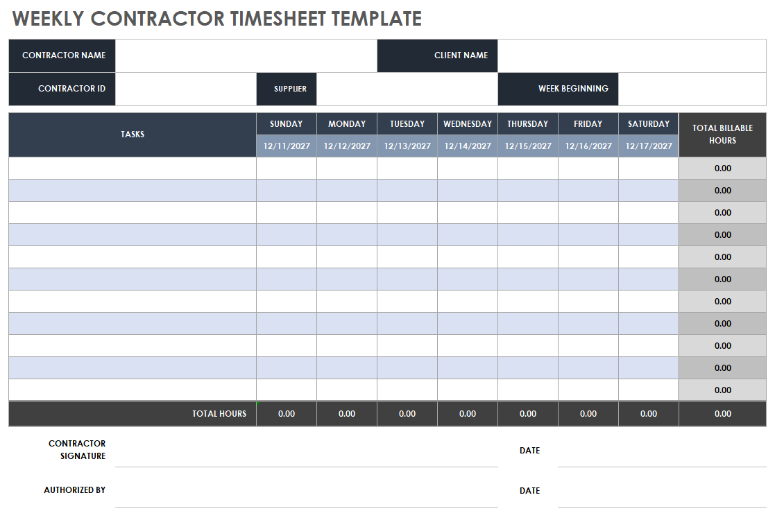 Weekly Employee Timesheet Template