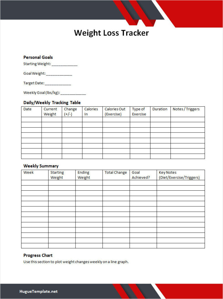 Free Printable Weight Loss Tracker Template