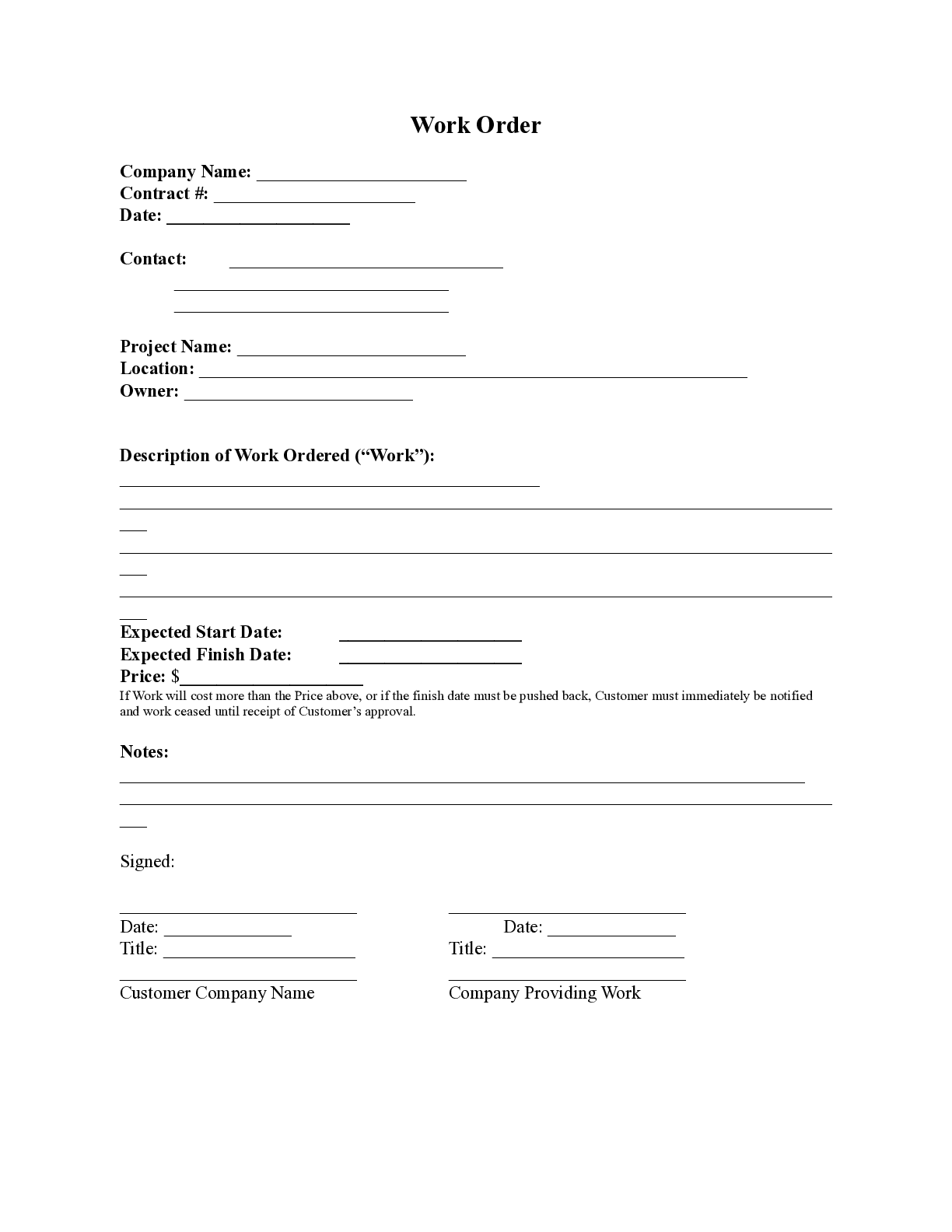 Work Order Template