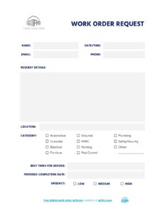 Free Printable Work Order Template