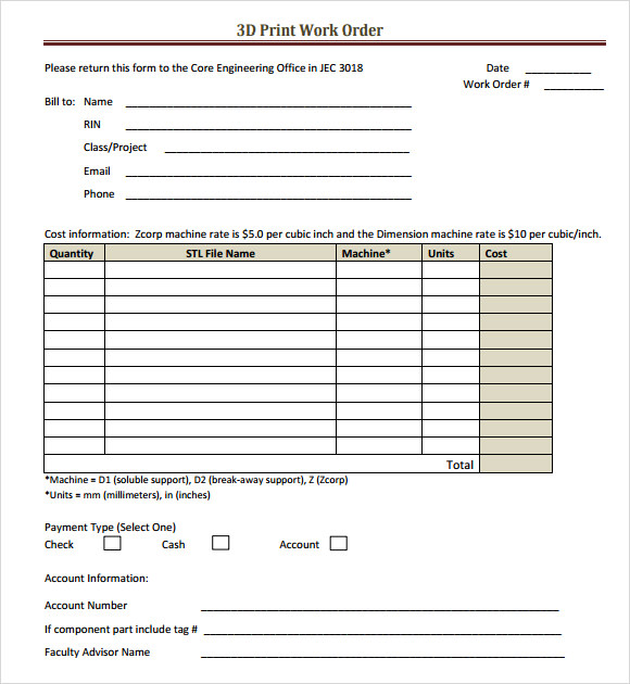 Work Order Template