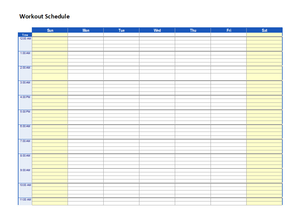 Workout Schedule Template Workout Schedule Template