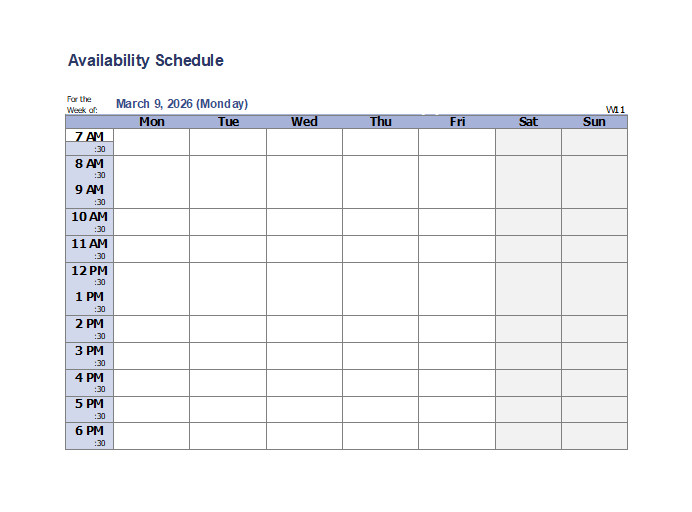availability schedule template