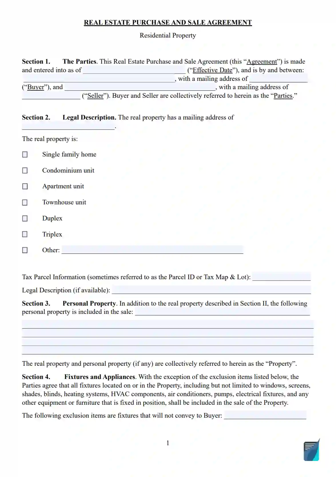 blank home purchase agreement form blank home purchase agreement form