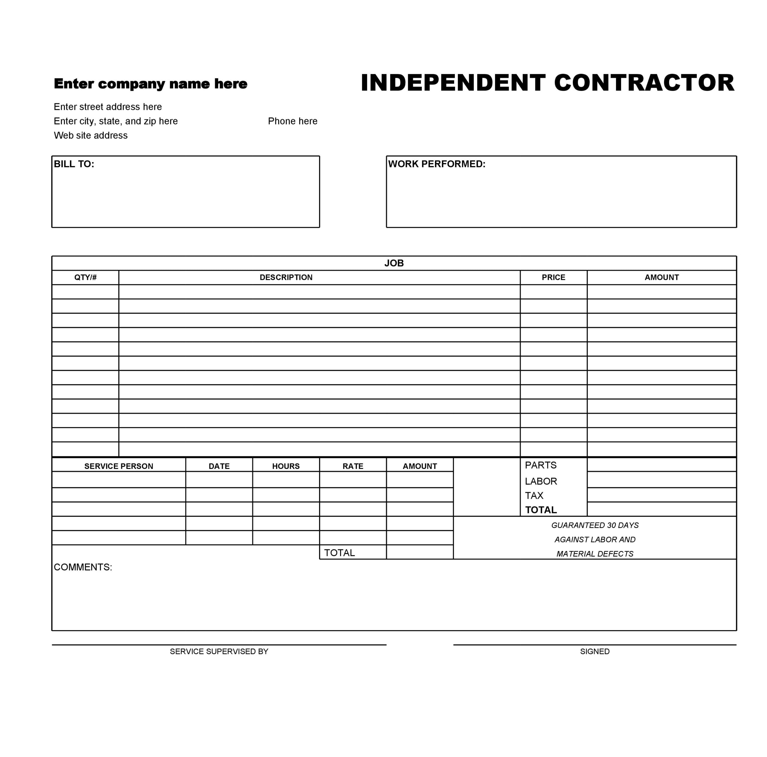 contractor invoice template excel contractor invoice template excel
