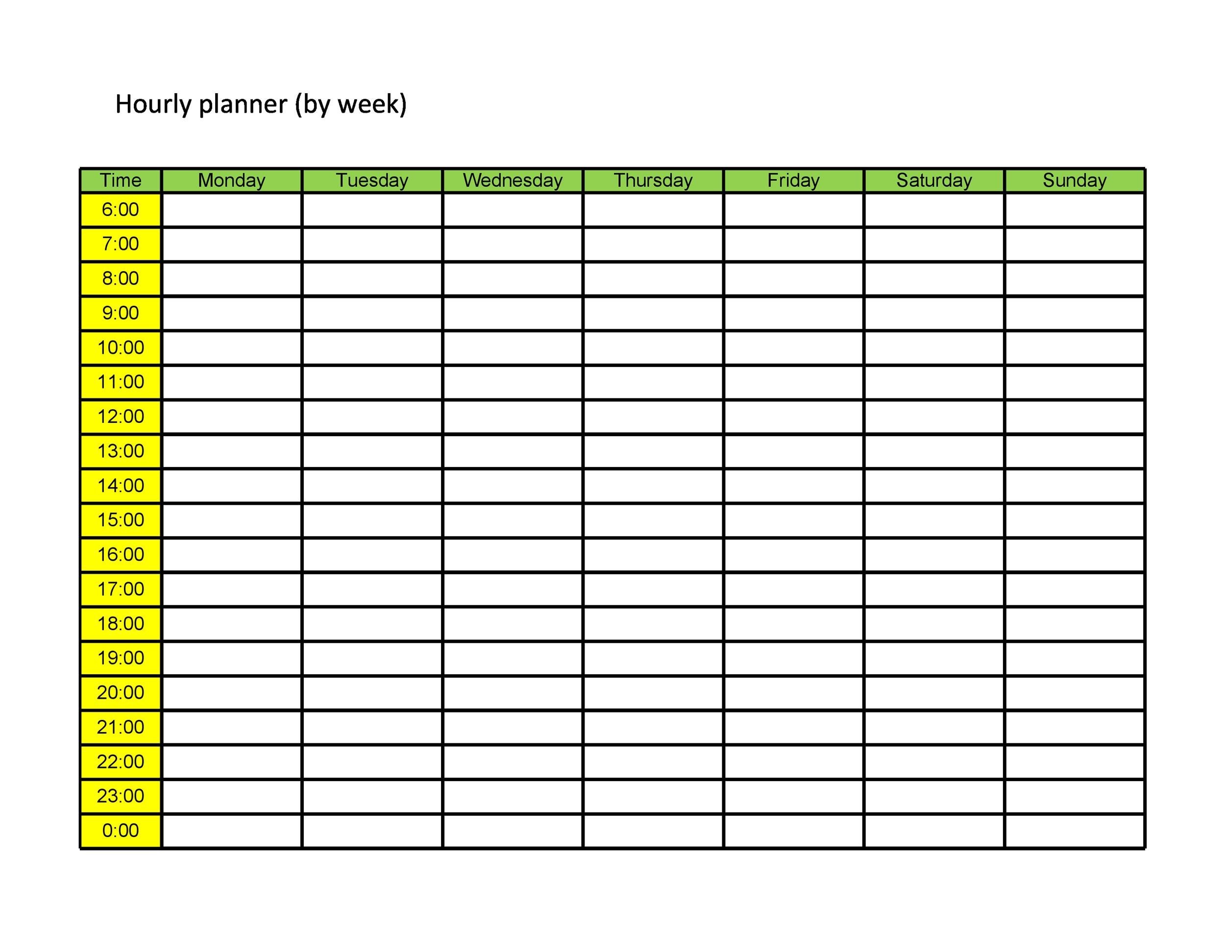 daily hourly planner template word
