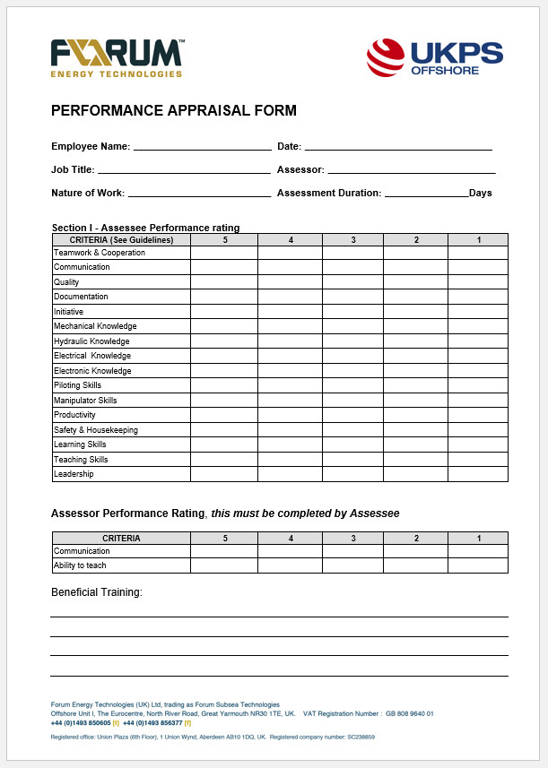 employee appraisal form employee appraisal form