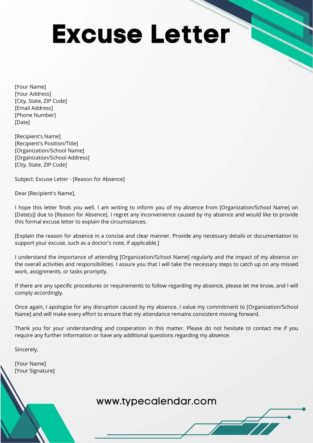 excuse letter format in word excuse letter format in word