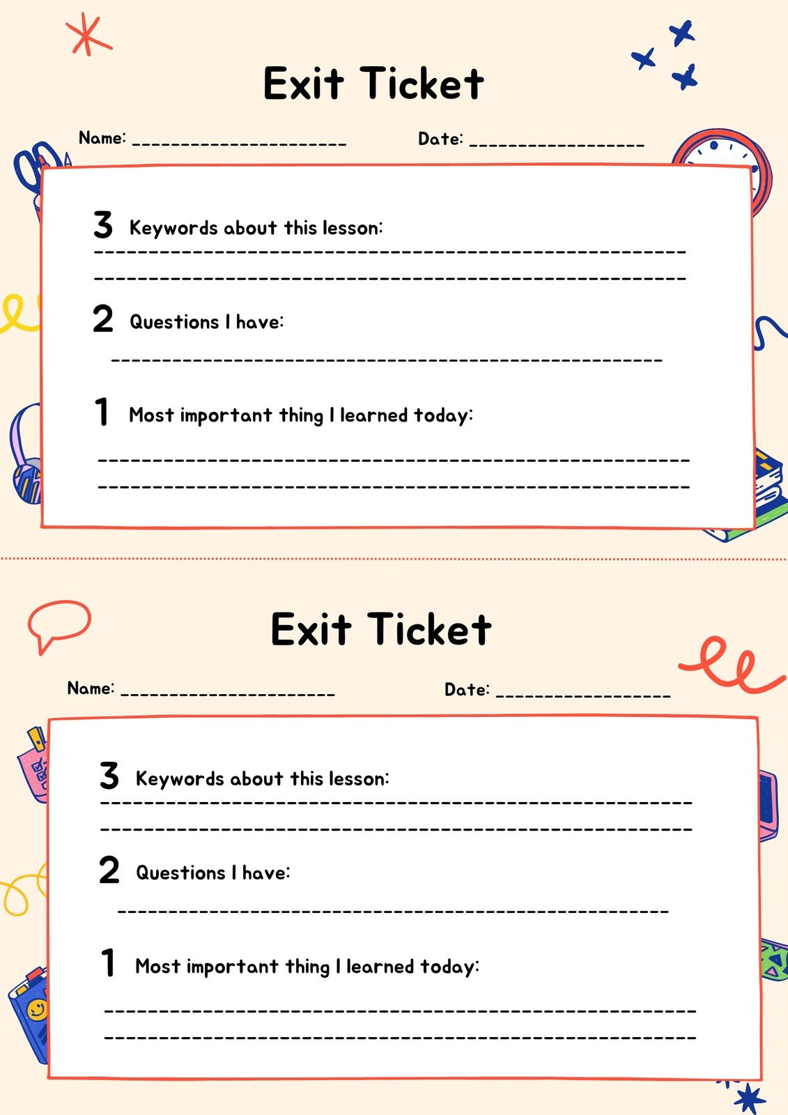 exit ticket template for teachers exit ticket template for teachers