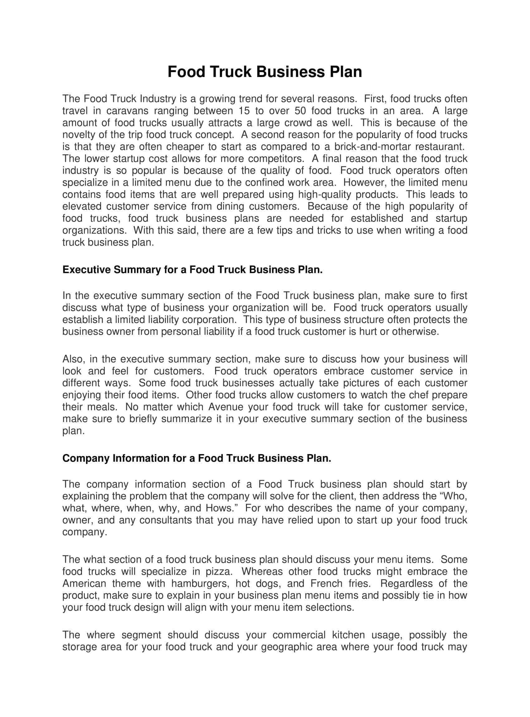 food truck business plan worksheet food truck business plan worksheet