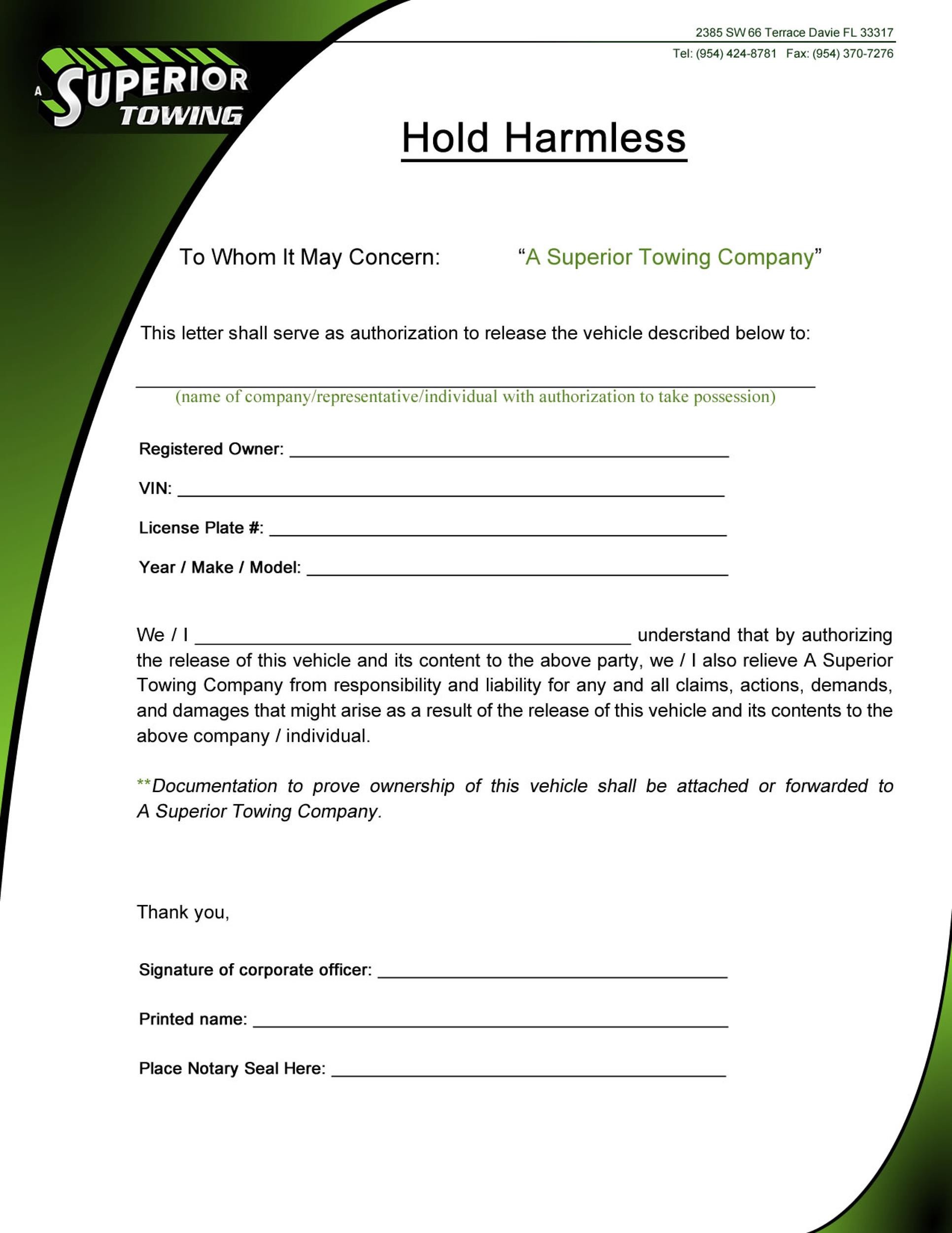 free hold harmless agreement pdf