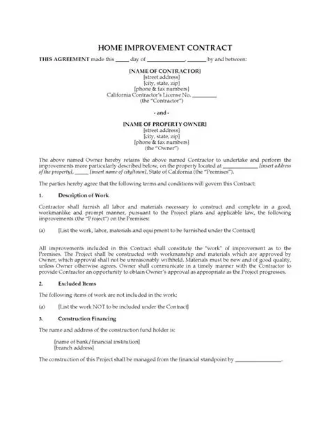 free home remodeling contract template