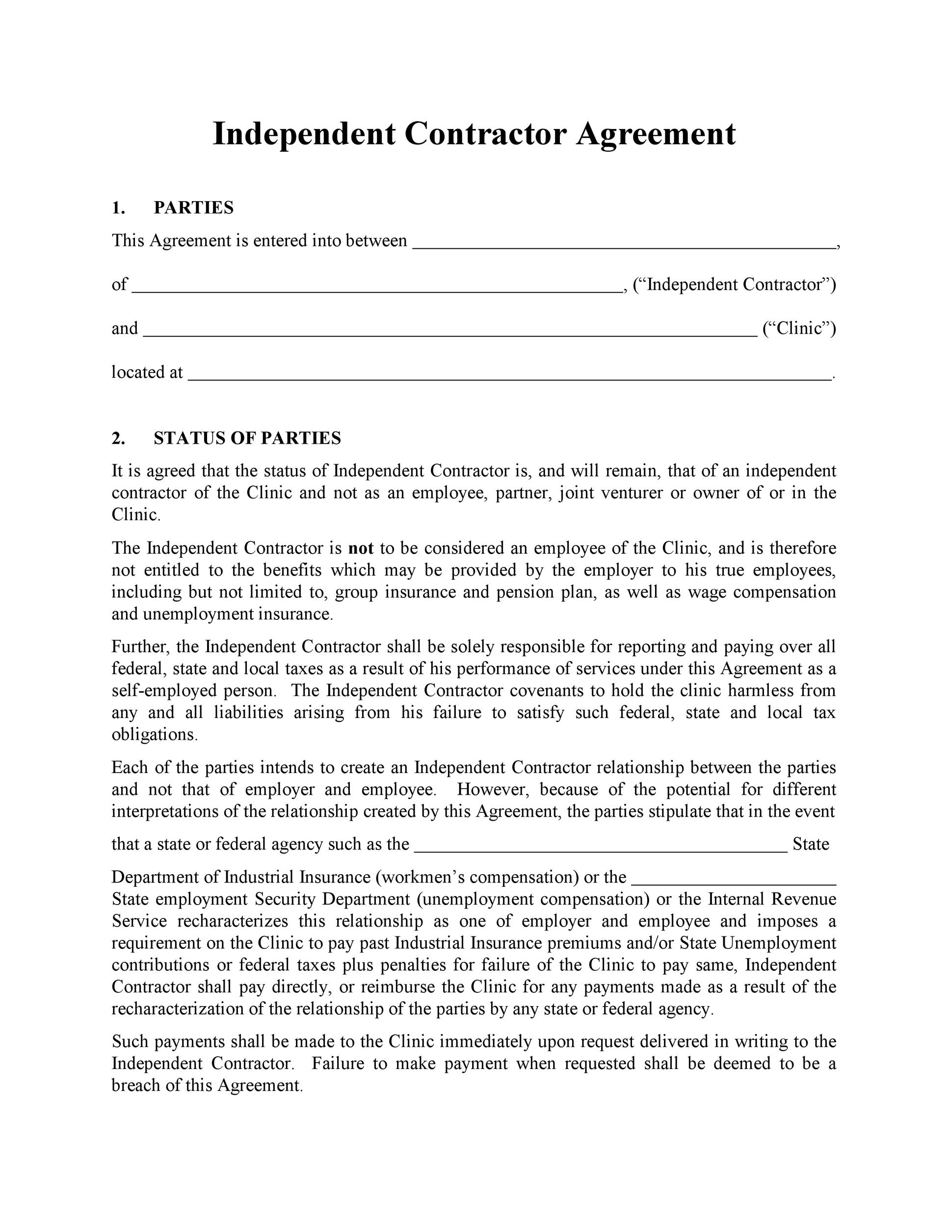 free printable contractor agreement template free printable contractor agreement template